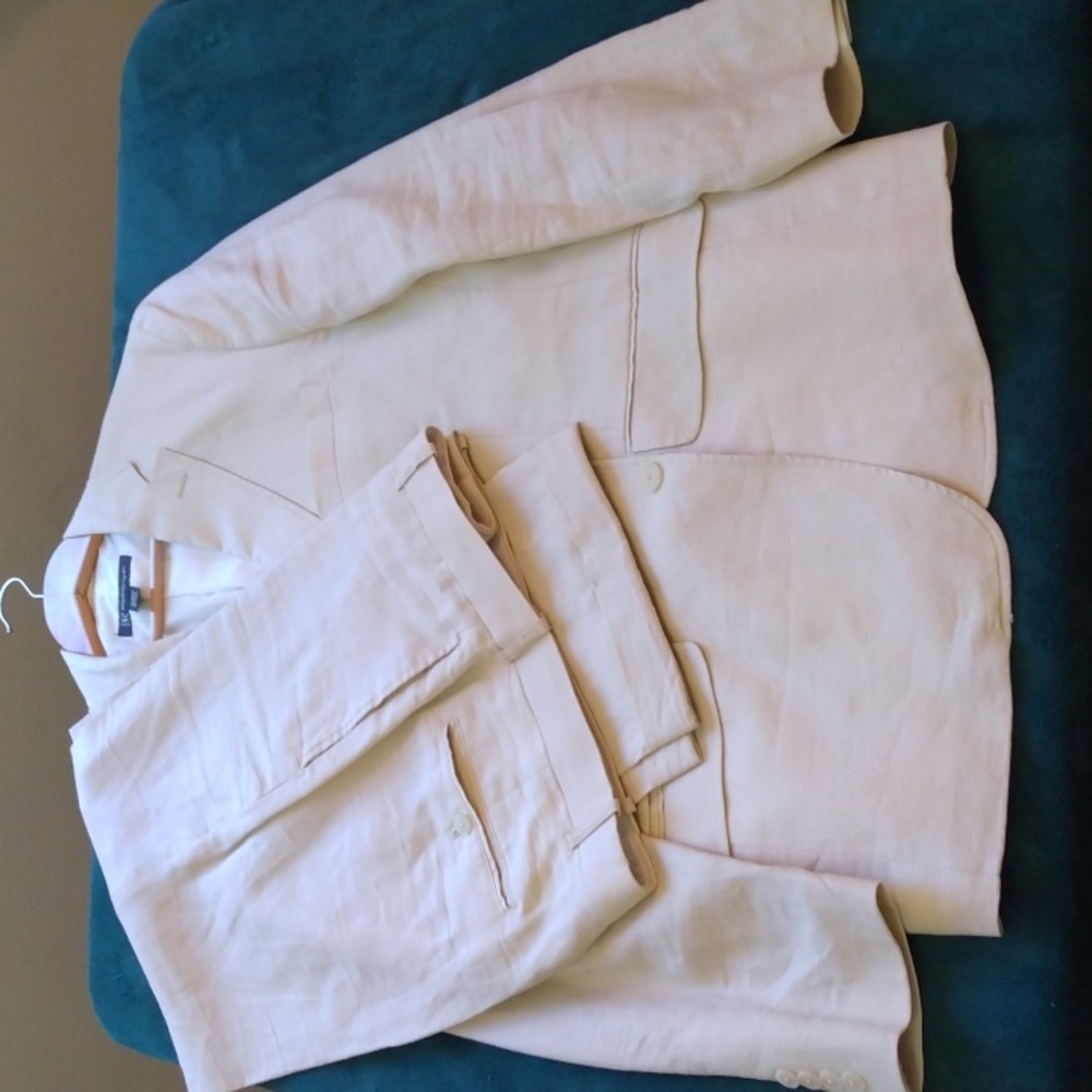 INC International Concepts Cream Linen/Ramie Summer Suit - Large (44R)